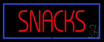 Red Snacks With Blue Border Neon Sign