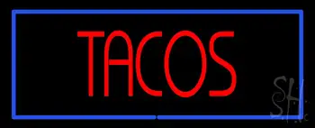 Red Tacos With Blue Border Neon Sign