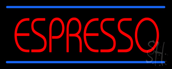 Red Espresso With Blue Lines Neon Sign