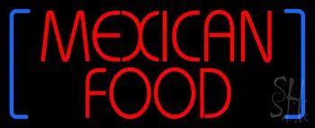 Red Mexican Food With Blue Brackets Neon Sign