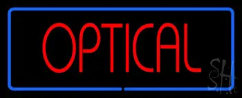 Red Optical Blue Border Neon Sign