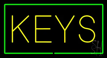 Keys Rectangle Green Neon Sign