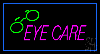Eye Care With Blue Border Animated Neon Sign