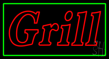 Double Stroke Grill Green Border Neon Sign