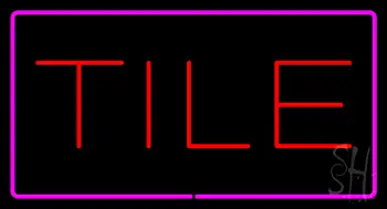 Tile Rectangle Purple Neon Sign