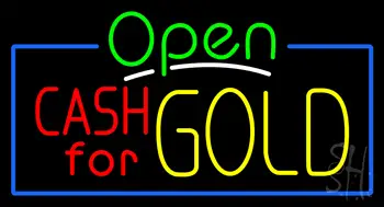 Green Open Cash For Gold Neon Sign