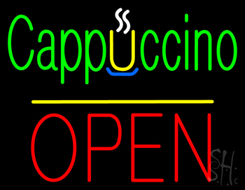 Cappuccino Block Open Yellow Line Neon Sign