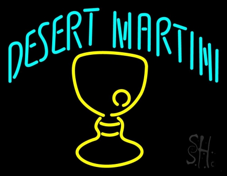 Desert Martini With Yellow Glass Neon Sign