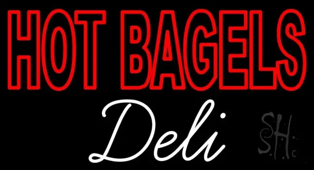 Double Stroke Hot Bagels Deli Neon Sign
