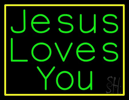 Jesus Loves You With Border Neon Sign