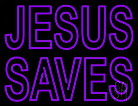 Purple Jesus Saves Neon Sign