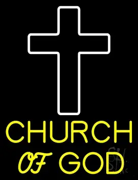 Yellow Church Of God Neon Sign