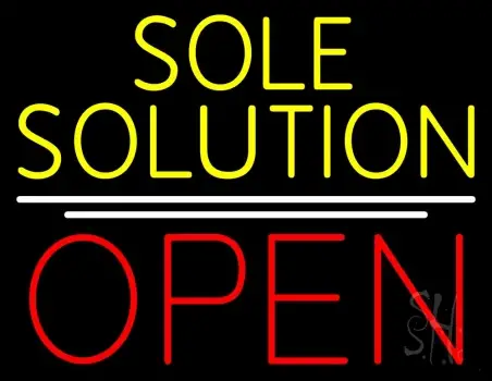 Yellow Sole Solution Open Neon Sign