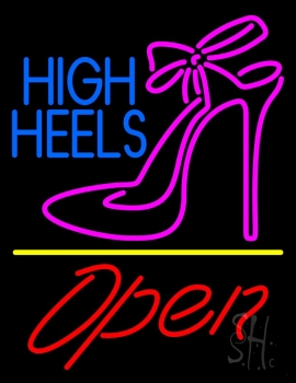 Blue High Heels Open With Line Neon Sign