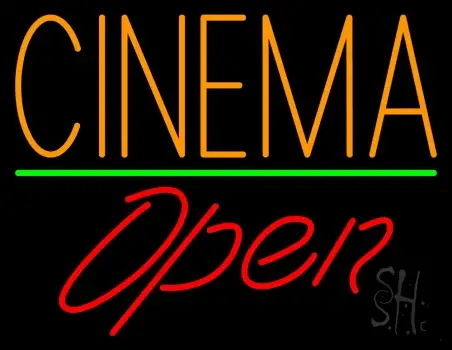Orange Cinema Open Neon Sign