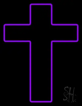 Purple Christian Cross Neon Sign