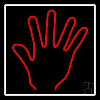 Red Psychic Palm With White Border Neon Sign