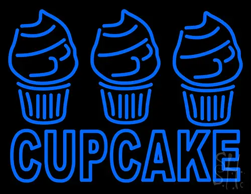 Blue Cupcake With Cupcake Neon Sign