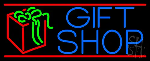 Blue Gift Shop Neon Sign