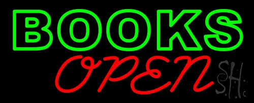 Books Red Open Neon Sign