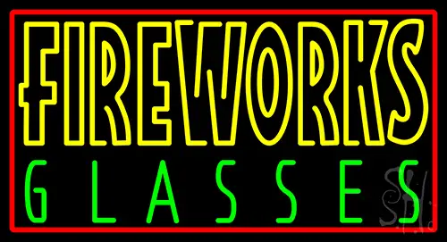 Fire Work Glasses 1 Neon Sign