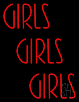 Red Girls Girls Girls Strip Neon Sign