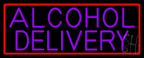 Purple Alcohol Delivery With Red Border Neon Sign