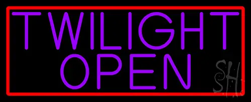 Purple Twilight Open With Red Border Neon Sign