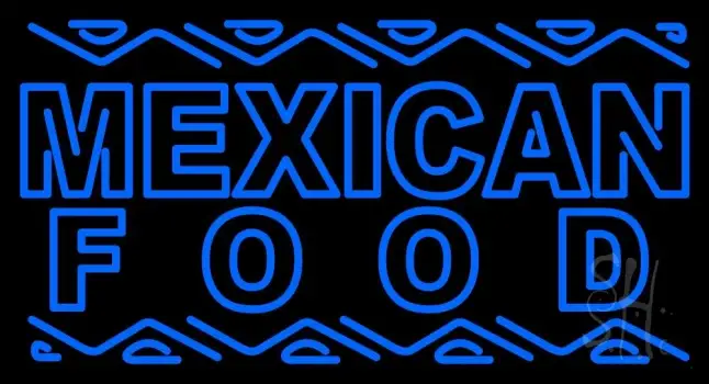 Blue Mexican Food Neon Sign