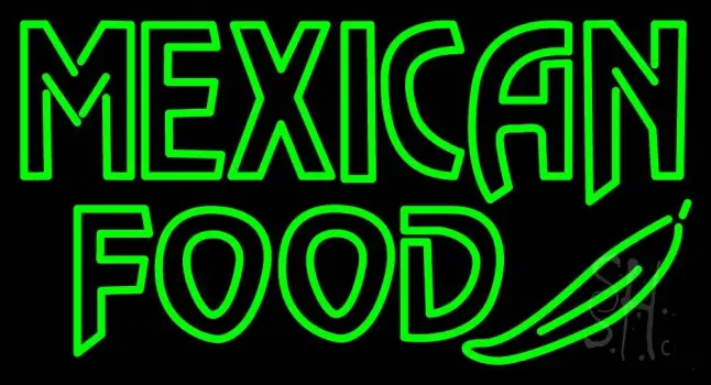 Green Mexican Food Neon Sign