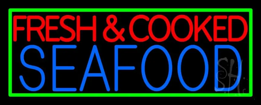 Fresh And Cooked Seafood Neon Sign