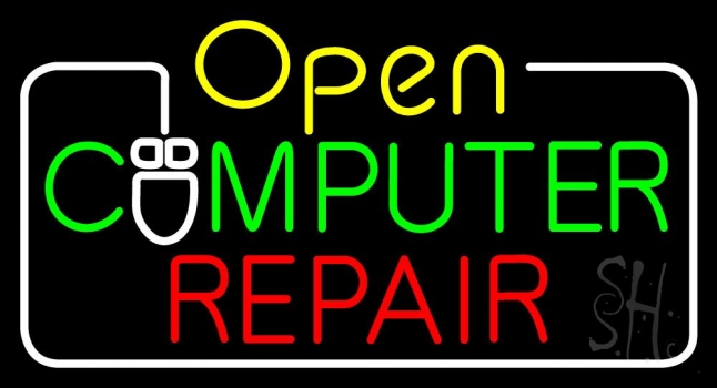 Open Computer Repair Neon Sign