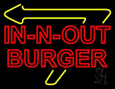 Double Stroke In N Out Burger With Arrow Neon Sign