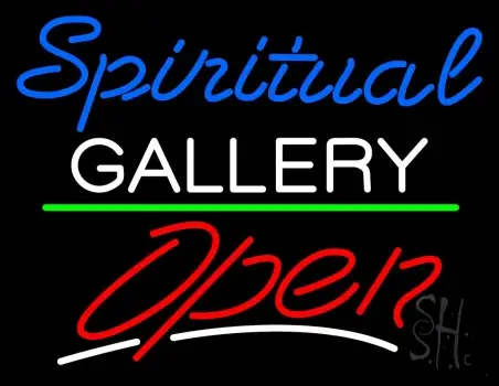 Blue Spritual White Gallery With Open 3 Neon Sign