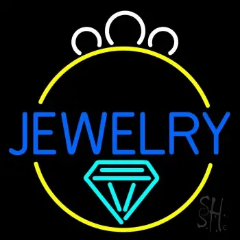 Blue Jewelry Center Ring Logo Neon Sign