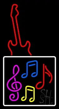 Musical Notes With Guitar Logo Neon Sign