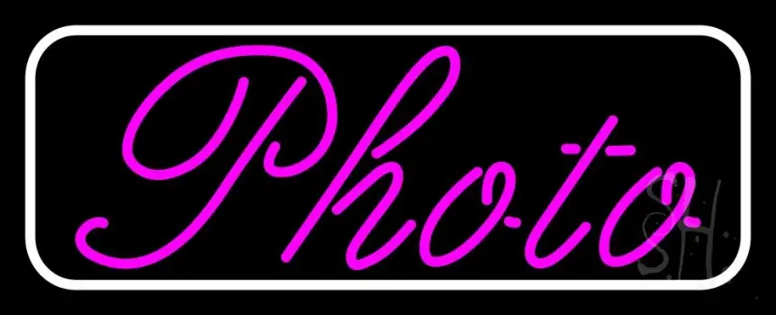 Pink Cursive Photo With Border Neon Sign