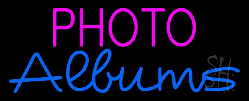Pink Photo Blue Albums Neon Sign