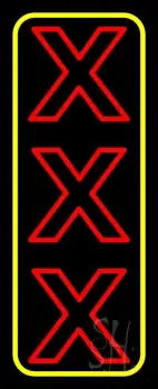 Vertical Xxx With Yellow Border Neon Sign