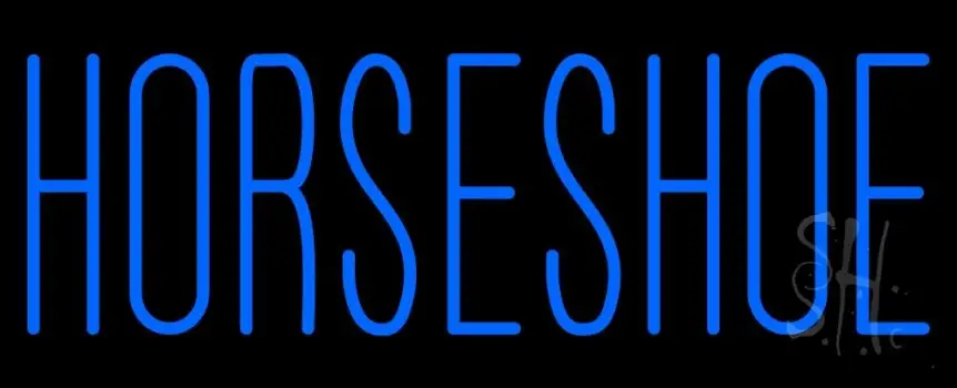 Blue Horseshoe Neon Sign