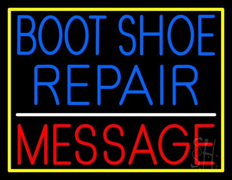 Custom Blue Boot Shoe Repair Block Neon Sign