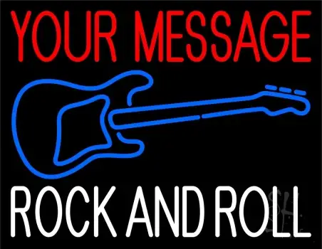 Custom White Rock And Roll Blue Guitar Neon Sign