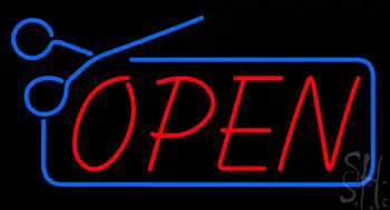 Red Open With Scissor Logo Neon Sign