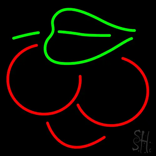 Cherry With Leaves Logo Neon Sign