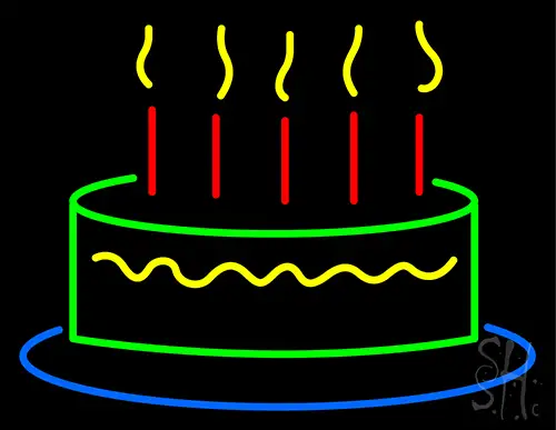 Happy Birthday Cake Neon Sign