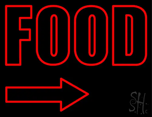 Red Arrow Food Neon Sign