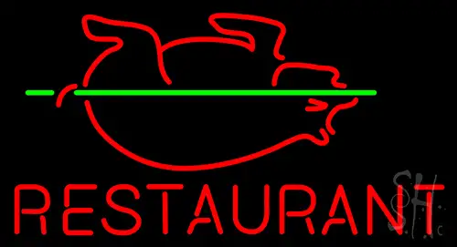 Restaurant With Pig Neon Sign