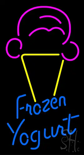 Frozen Yogurt Blue Ltrs With Cone Logo Neon Sign