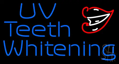 Uv Teeth Whitening In Blue With Lips Logo Neon Sign