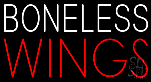 White Boneless Wings Neon Sign